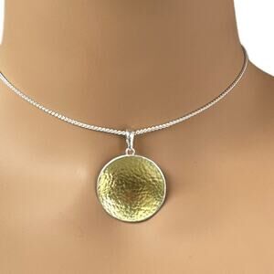 Authentic Gurhan Sterling Silver & 24K Gold Pendant Necklace